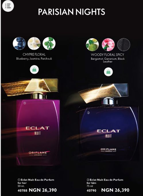 Oriflame Eclat man and woman perfume